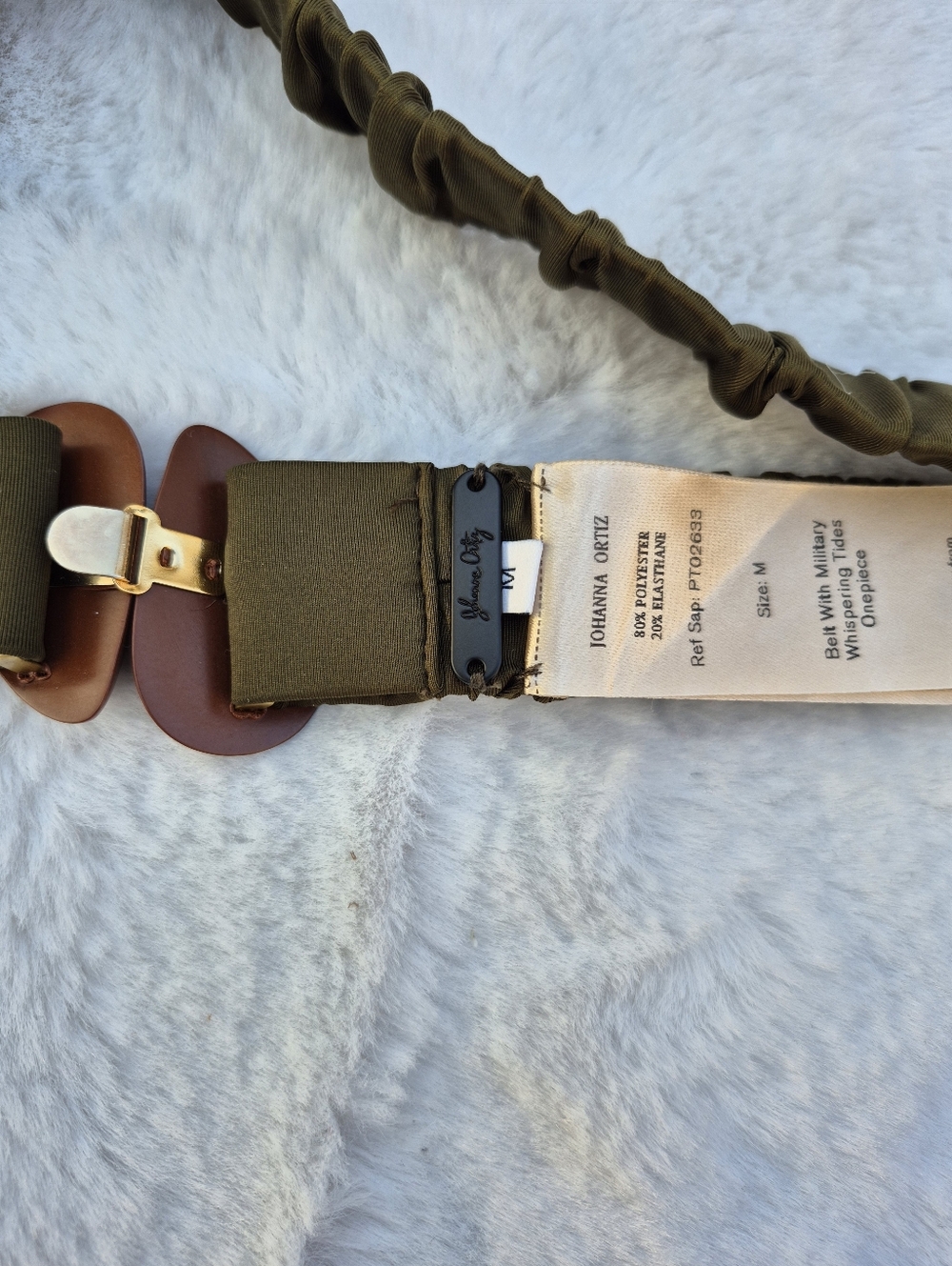 Johanna Ortiz Olive Weave Shell Belt Women Size Medium Resort Wear Designer - Picture 4 of 5